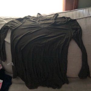 Forest green cut shoulder link sleeve